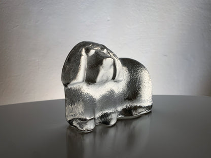 Dog art glass figurine, Muurla Finland