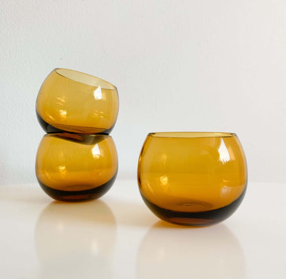 Humppila Talonpoika Amber Glasses by Pertti Santalahti | Set of 3