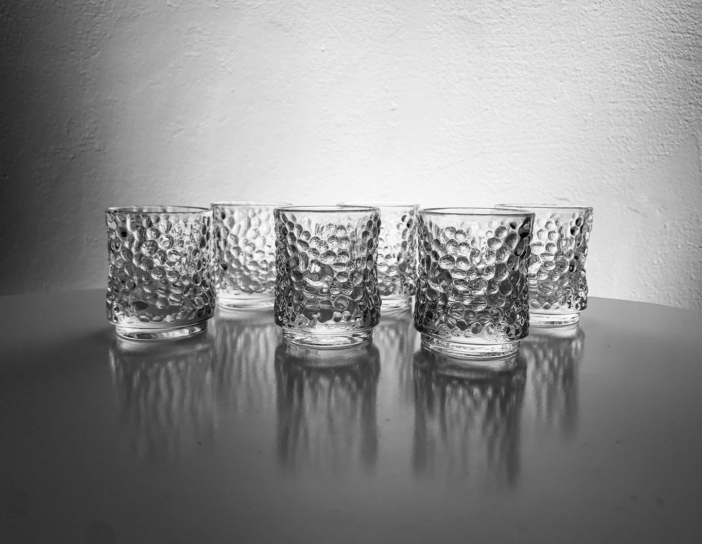 Set of 6 crystal modernist shot glasses Lara, designer Eero Rislakki, 1968-71 Finland