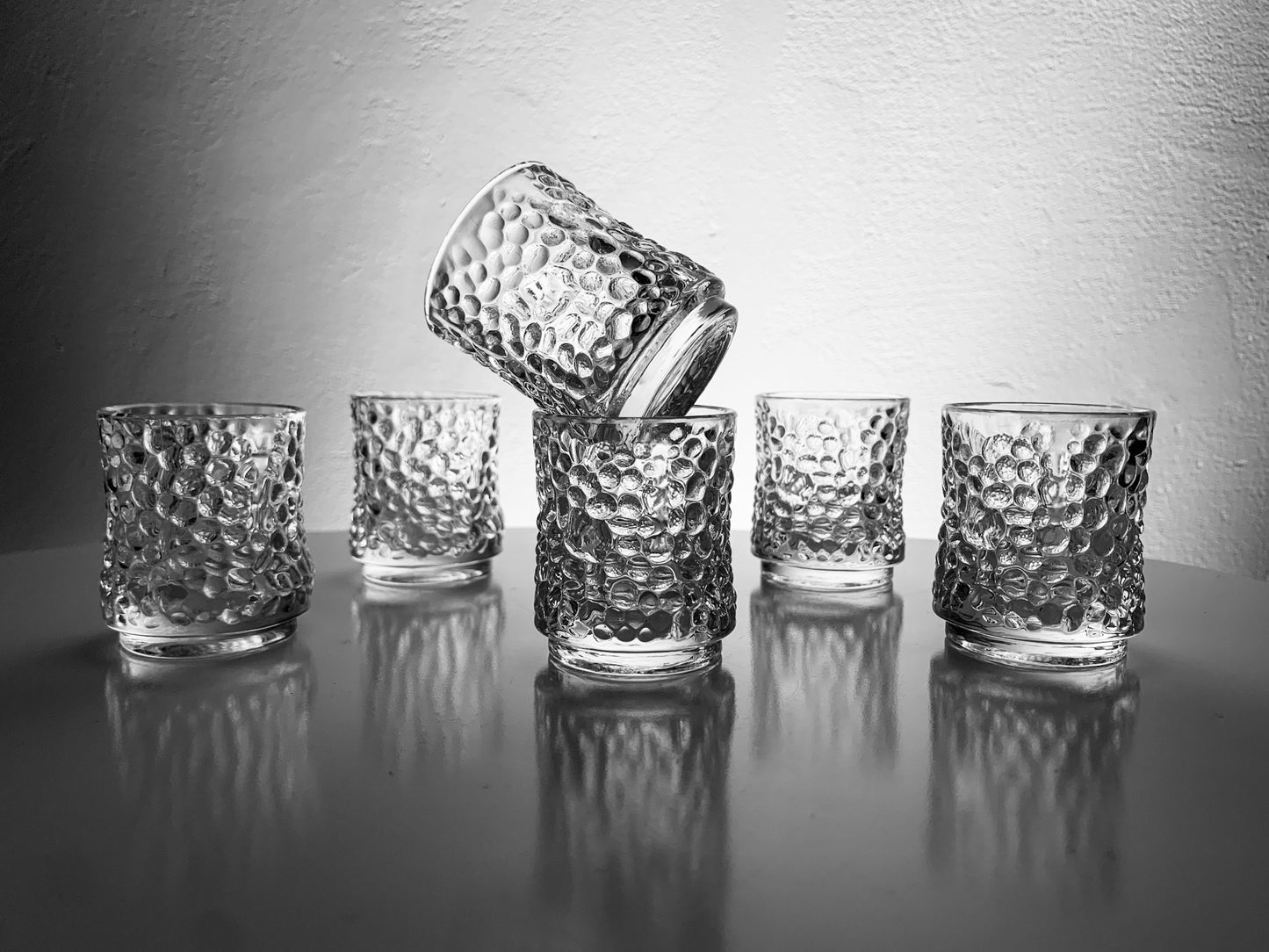 Set of 6 crystal modernist shot glasses Lara, designer Eero Rislakki, 1968-71 Finland