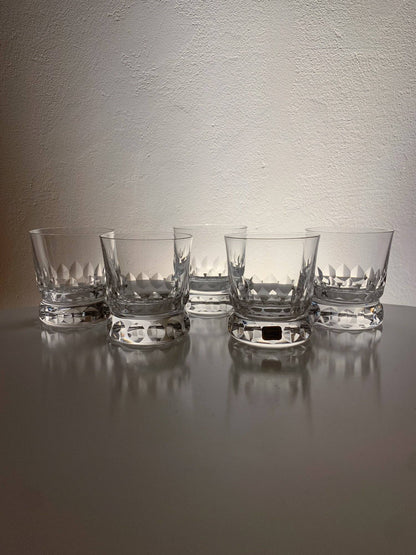 Set of 5 crystal iconic substantial shots Prince, Göran Wärff, Kosta Boda 1986 Sweden