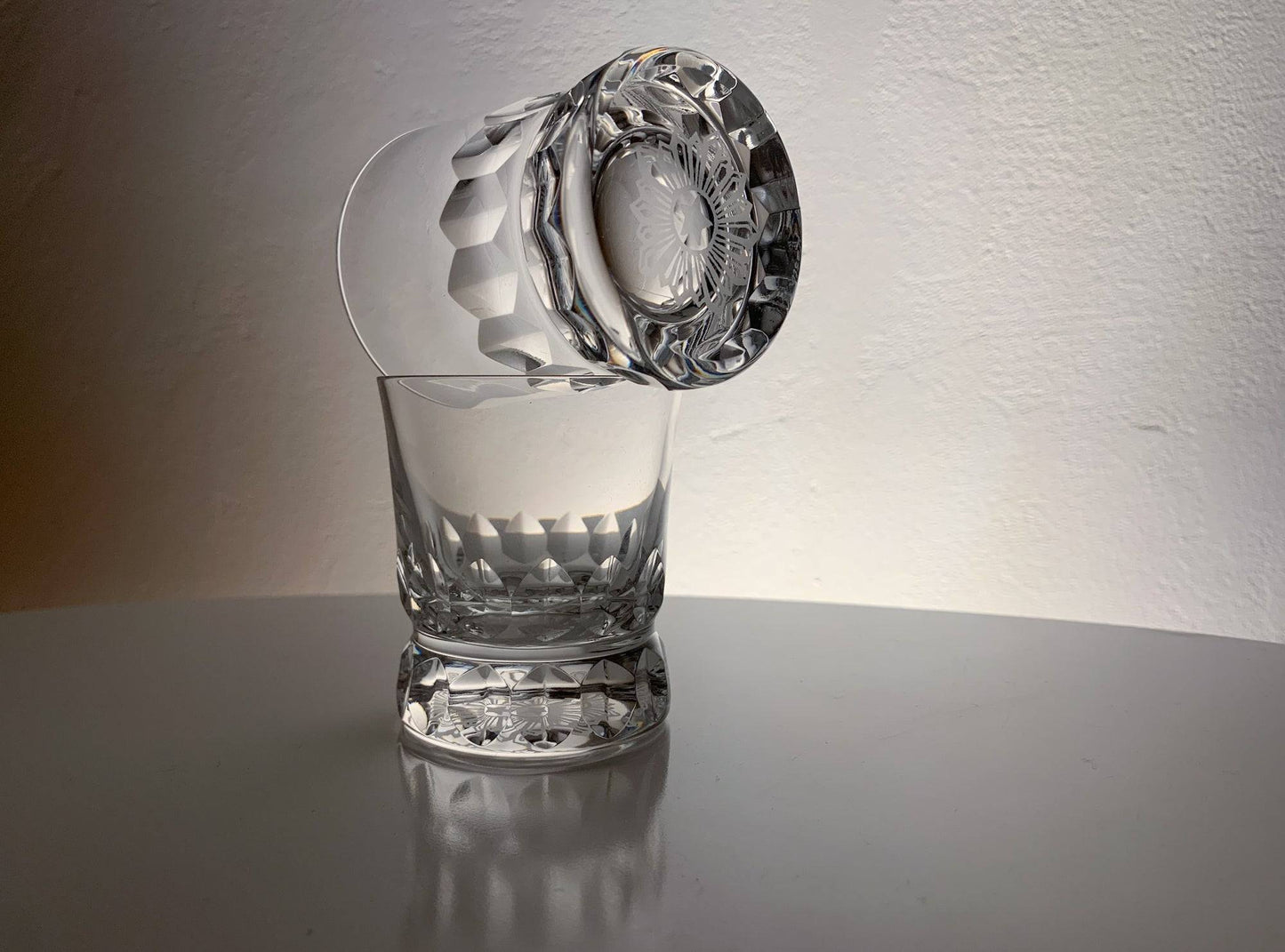 Set of 5 crystal iconic substantial shots Prince, Göran Wärff, Kosta Boda 1986 Sweden