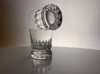 Set of 5 crystal iconic substantial shots Prince, Göran Wärff, Kosta Boda 1986 Sweden