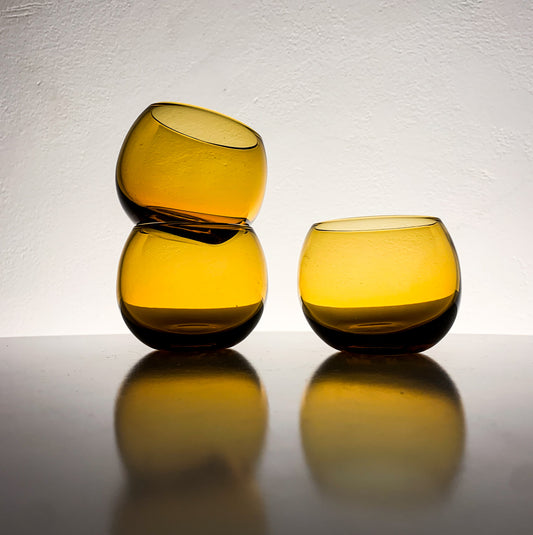 Humppila Talonpoika Amber Glasses by Pertti Santalahti | Set of 3