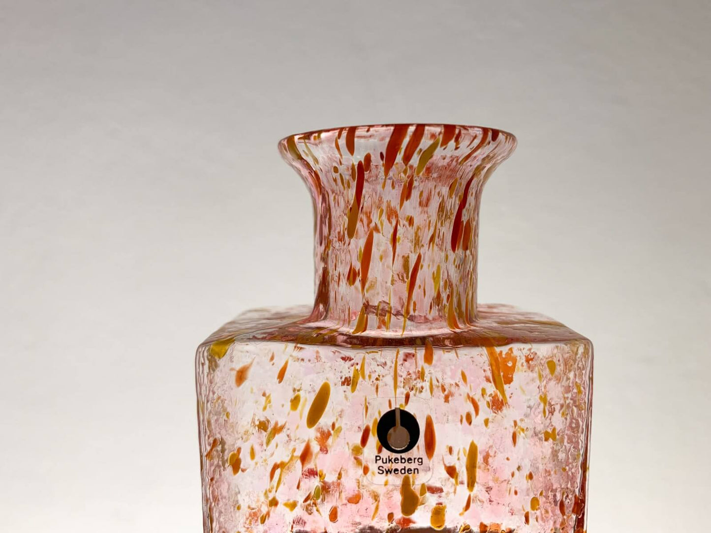 Art Glass Bottle Multicolor Glass by Pukeberg Sweden, 1980s