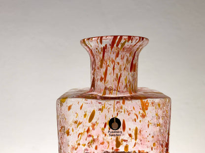 Art Glass Bottle Multicolor Glass by Pukeberg Sweden, 1980s