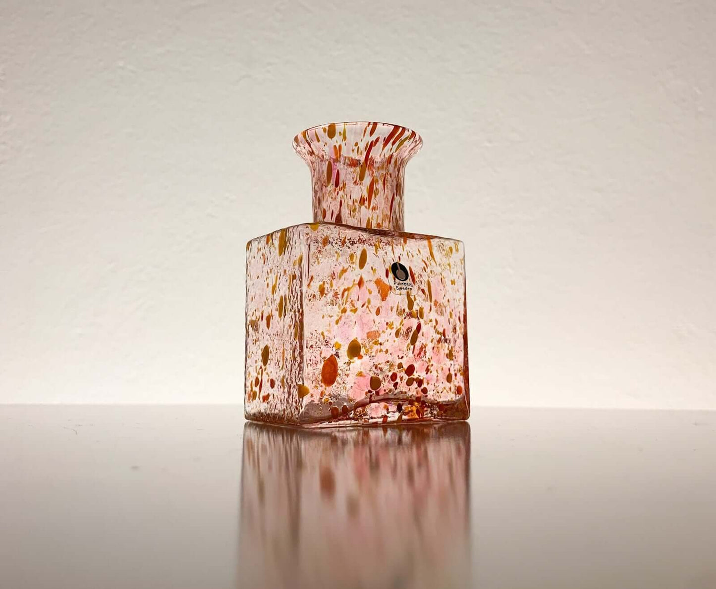 Art Glass Bottle Multicolor Glass by Pukeberg Sweden, 1980s