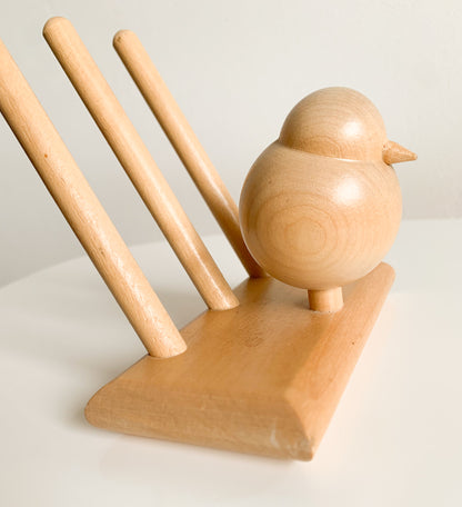 Aarikka Finland | Wooden Bird sculpture and napkin holder