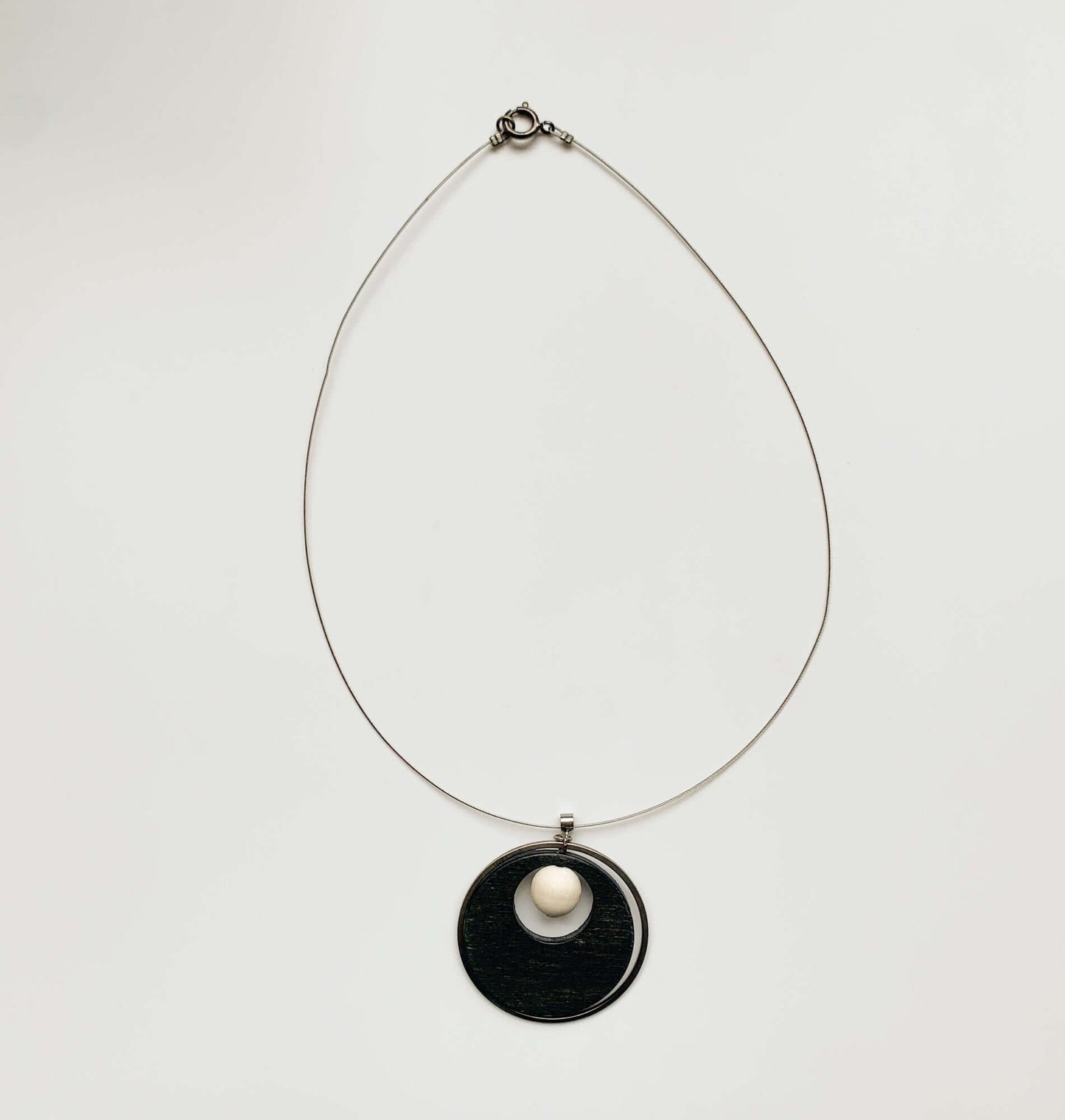 Aarikka Finland | Wooden black white pendant necklace