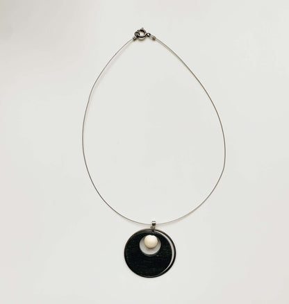Aarikka Finland | Wooden black white pendant necklace