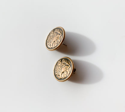 Kalevala Koru Aurinkoleijona Earrings, Bronze, Silver