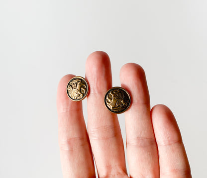 Kalevala Koru Aurinkoleijona Earrings, Bronze, Silver