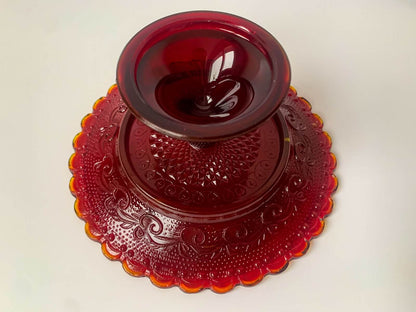 Vintage Сadmium Gold Pressed Glass Pedestal Dish