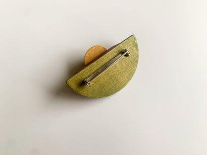 Aarikka Finland Wood Brooch Gold Colored Sphere