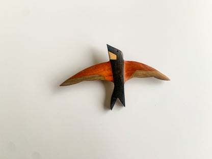 Vintage Wooden Swallow Midcentury Brooch