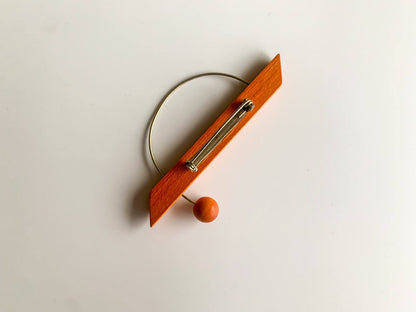Aarikka Finland Wooden stylish terracotta brooch