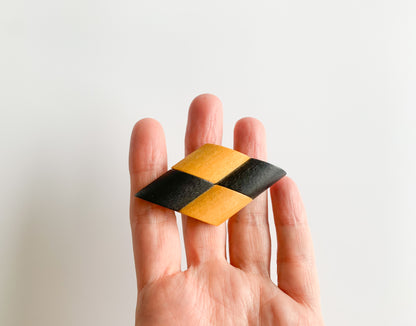 Vintage black and wood colored brooch by Aarikka Finland