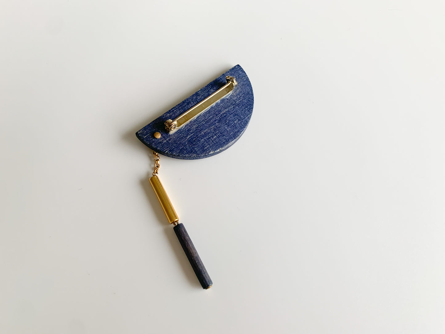 Wooden and metal brooch Pendulum by Aarikka Finland