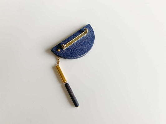 Wooden and metal brooch Pendulum by Aarikka Finland