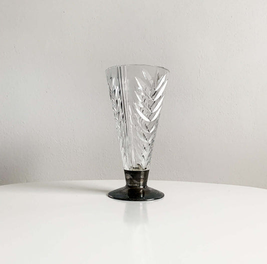 Saara Hopea Nuutajarvi Vase, Cut Crystal, Silver