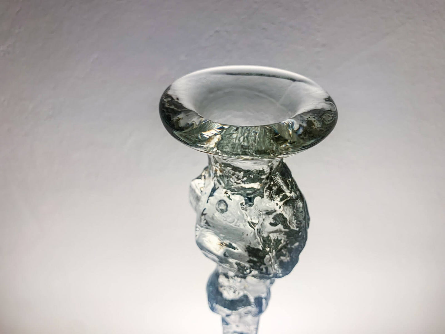 Art Glass Tall Figurine - Candleholder 34 cm Green Signed, Humppila Finland