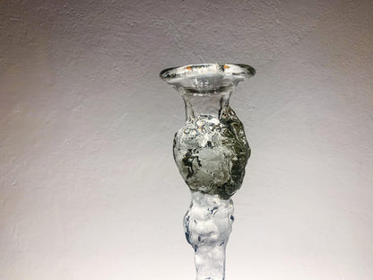 Art Glass Tall Figurine - Candleholder 34 cm Green Signed, Humppila Finland