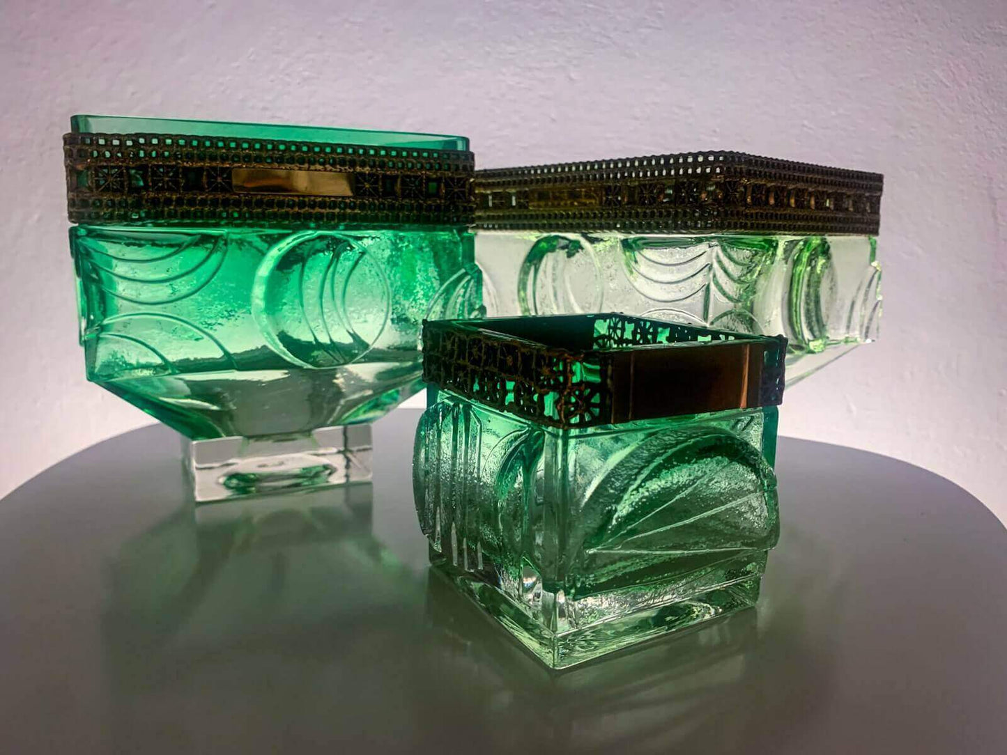 Brutalist Light Green Bowl Lunar Eclipse by Pentti Sarpaneva, Kumela Finland