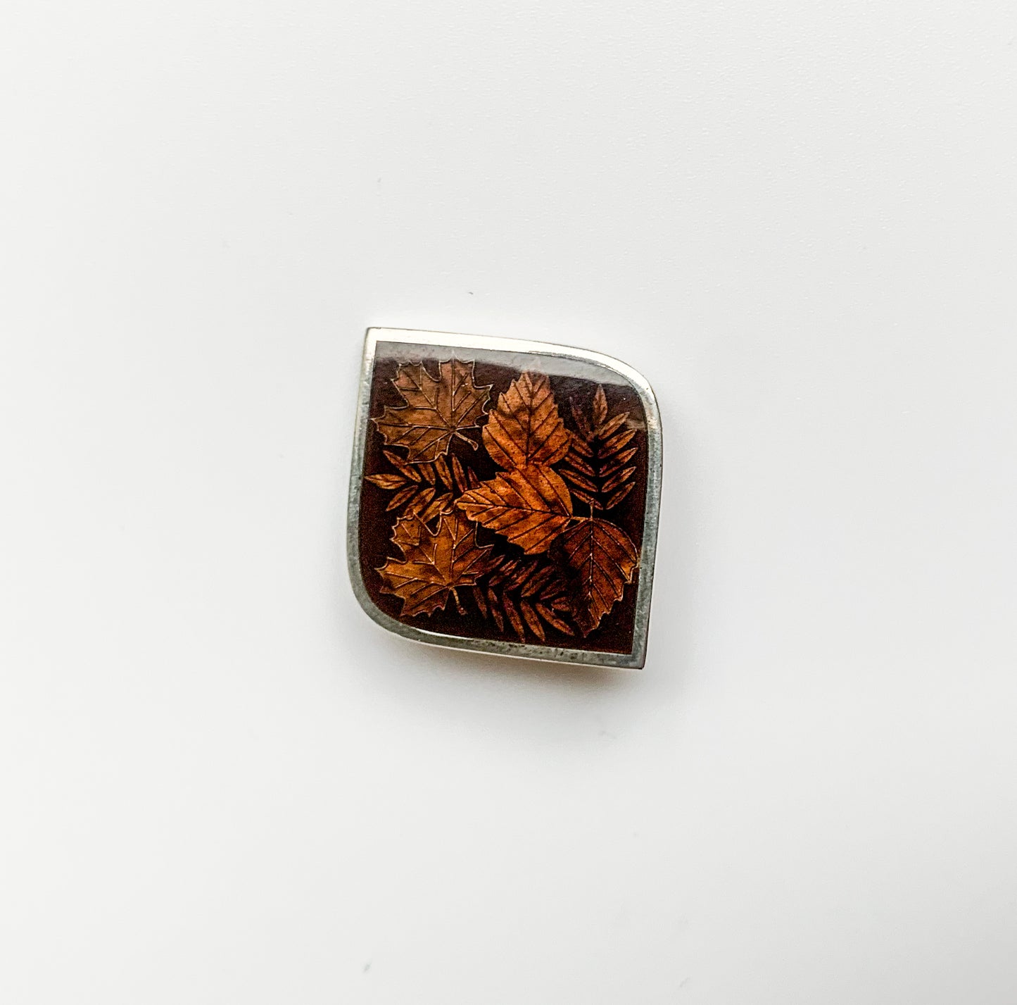 Finnish Silver & Enamel Pendant – Autumn Leaves