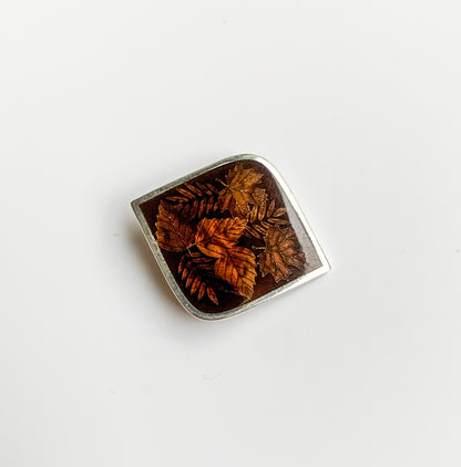 Finnish Silver & Enamel Pendant – Autumn Leaves
