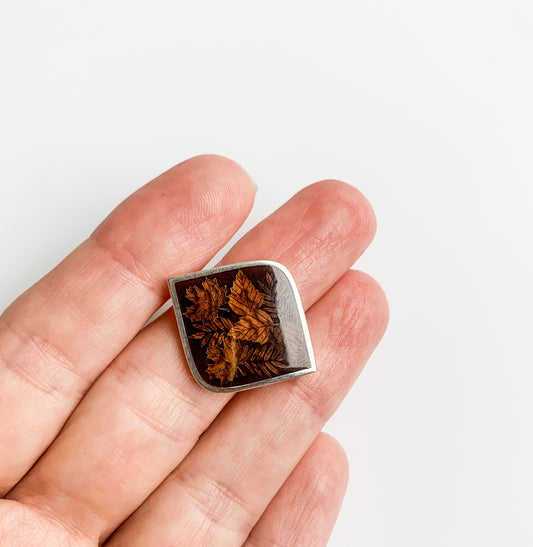 Finnish Silver & Enamel Pendant – Autumn Leaves