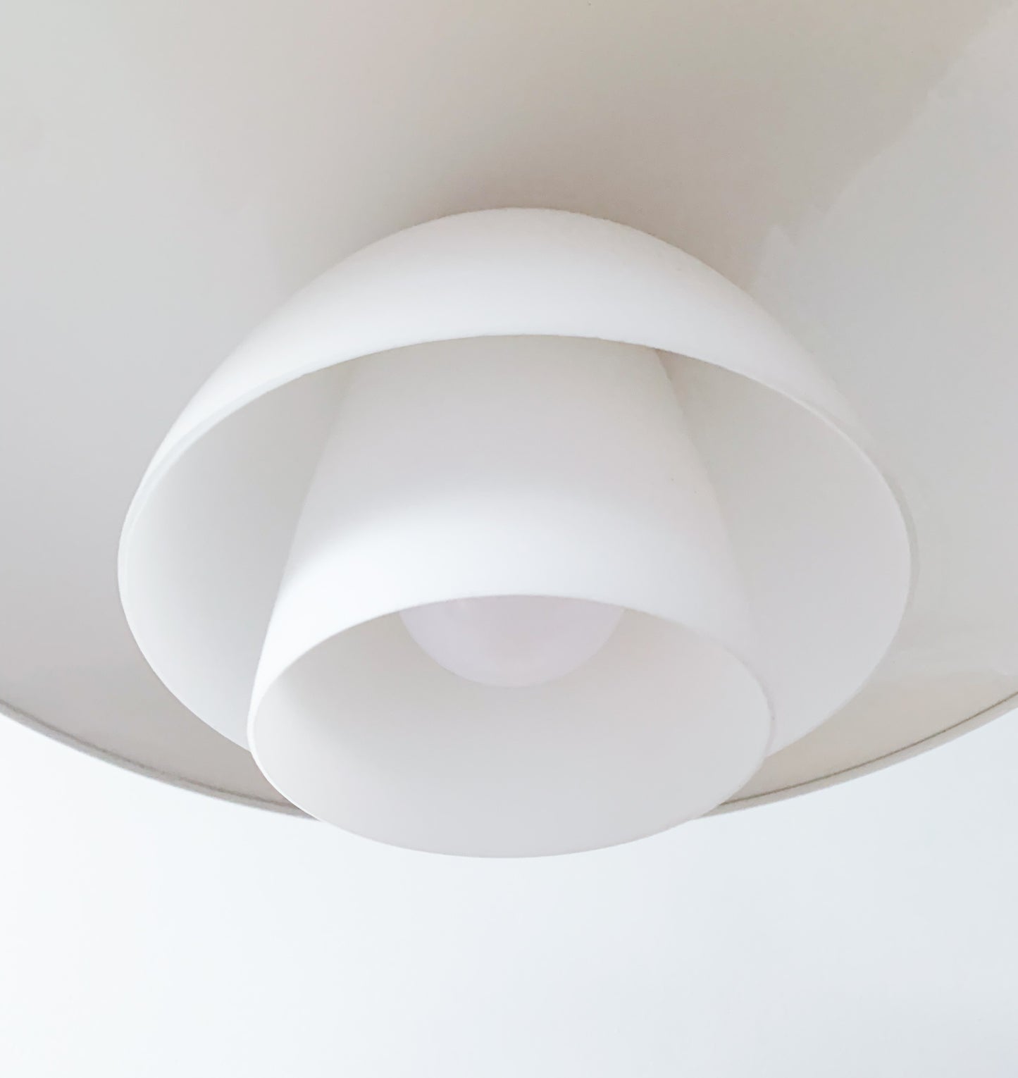Vintage pendant lamp opal glass shade | Poul Henningsen style