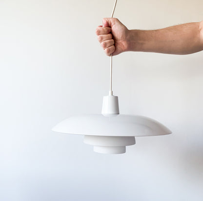 Vintage pendant lamp opal glass shade | Poul Henningsen style