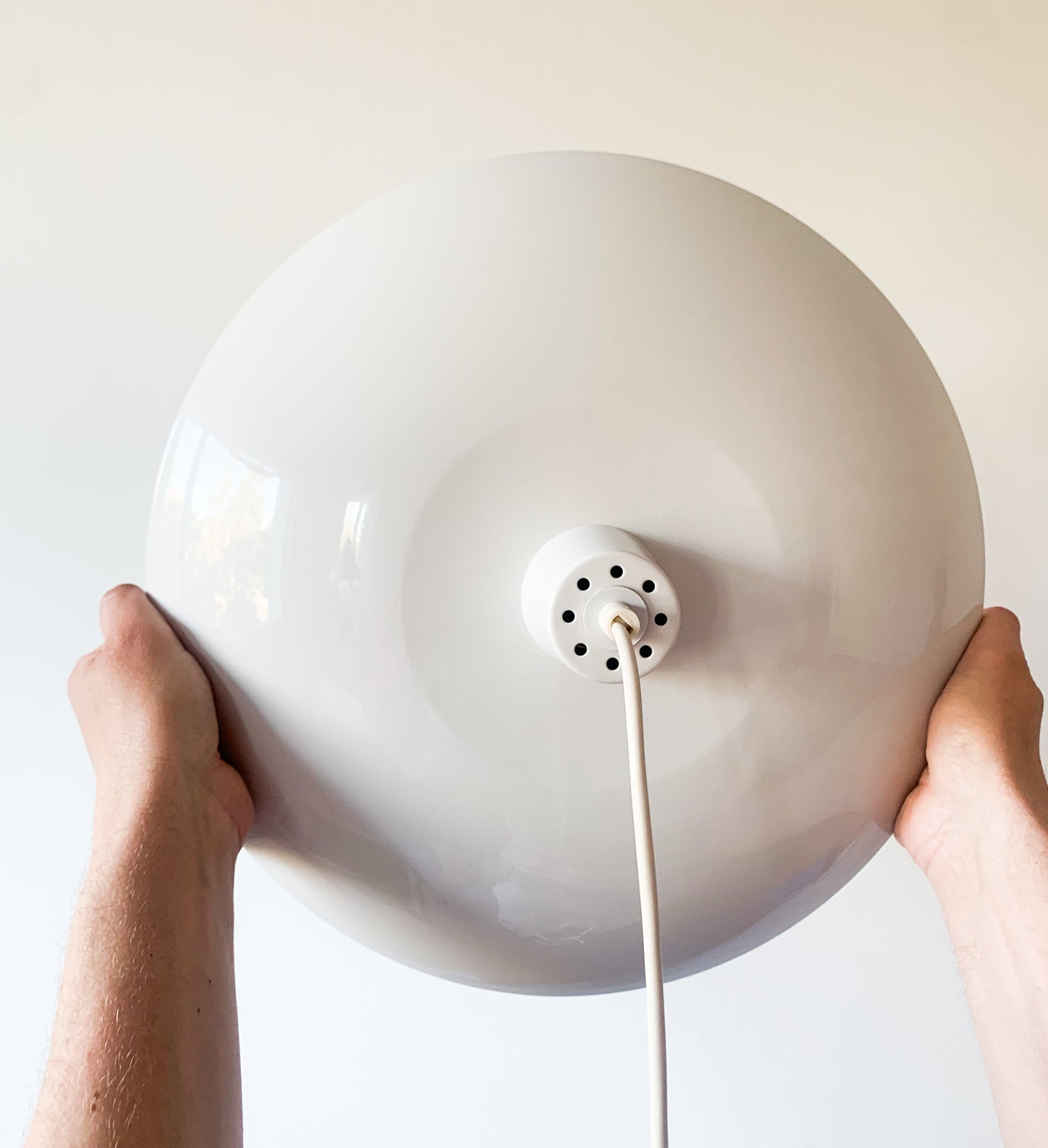 Vintage pendant lamp opal glass shade | Poul Henningsen style