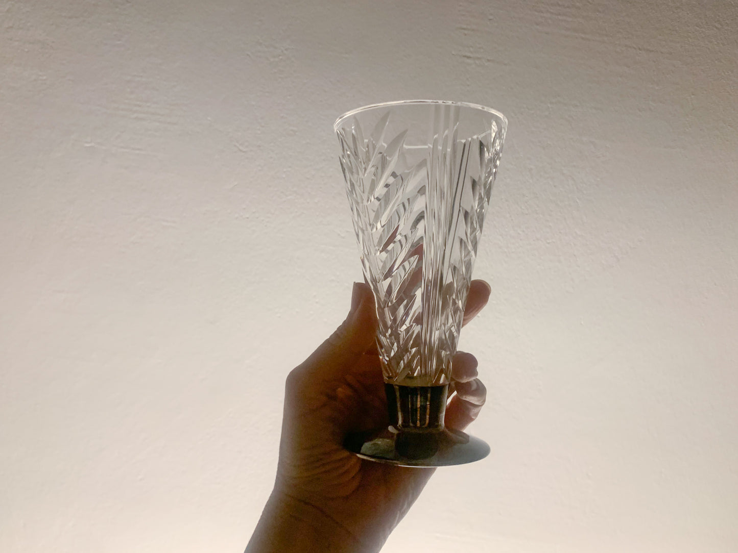 Saara Hopea Nuutajarvi Vase, Cut Crystal, Silver