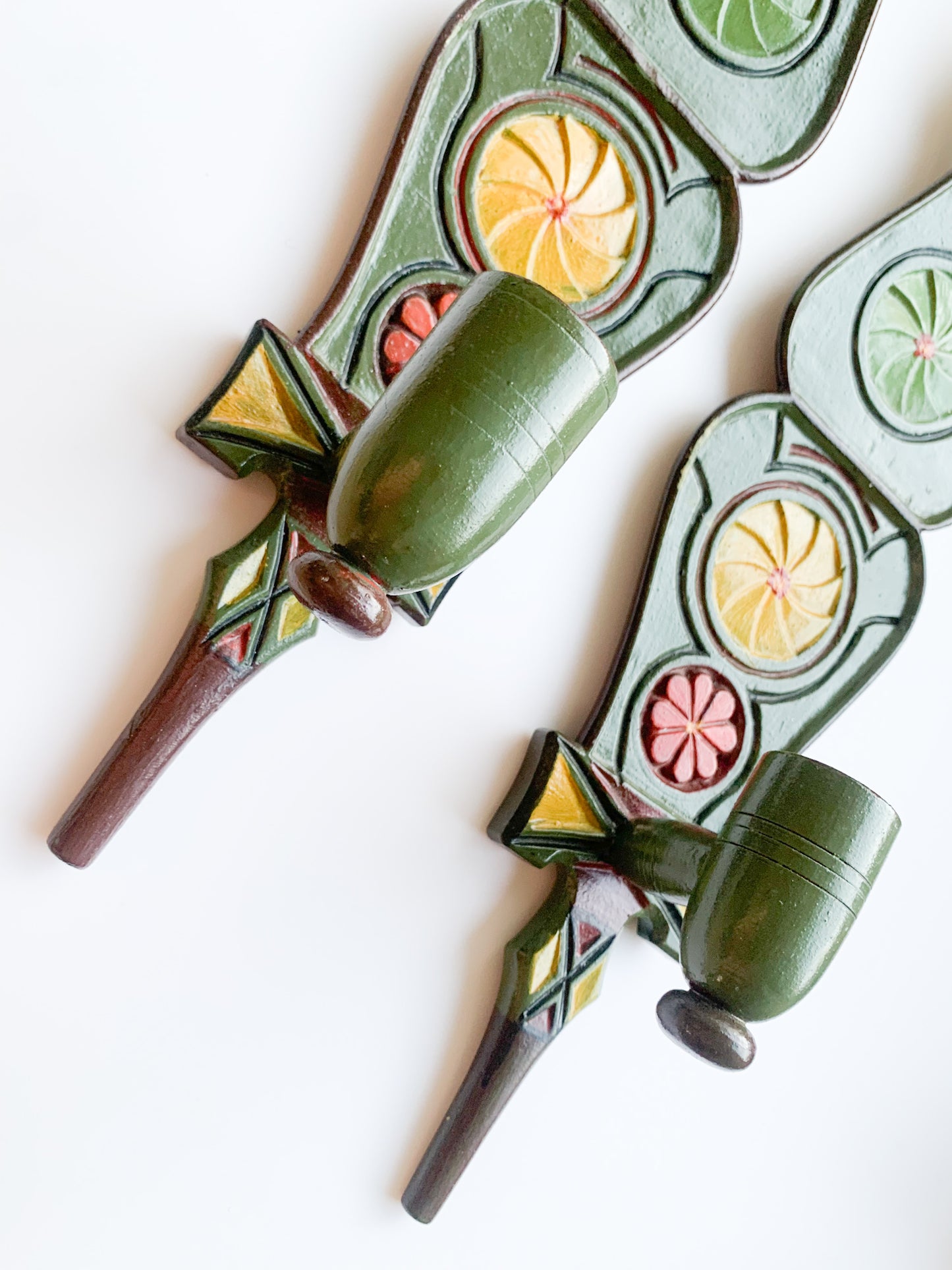 Pair of Vintage Nordic Folk Wall Candleholders