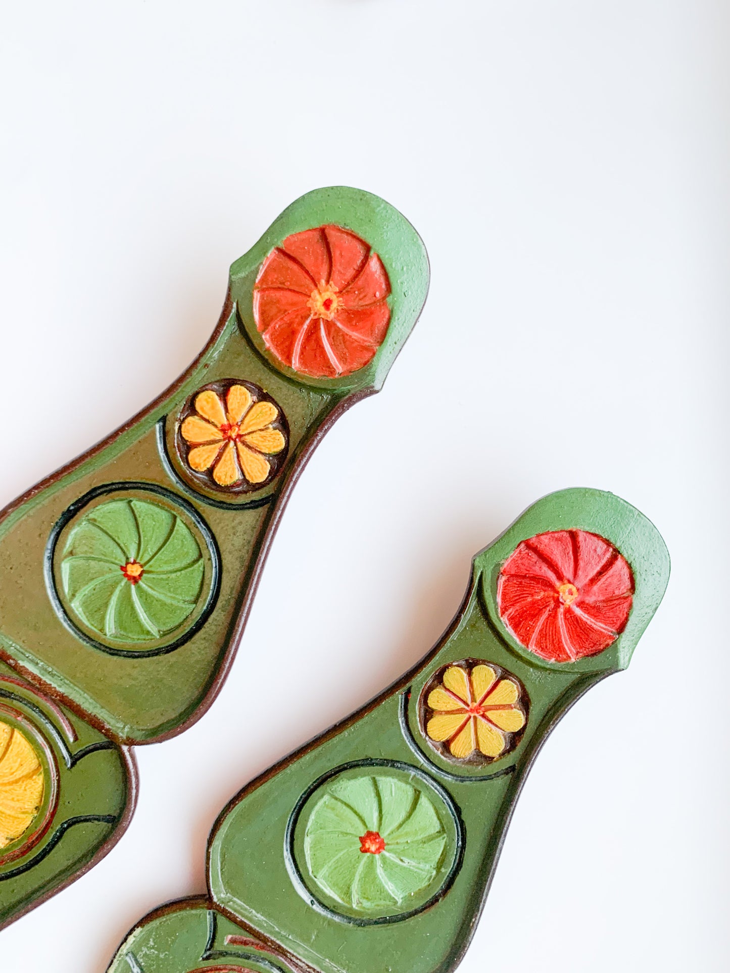 Pair of Vintage Nordic Folk Wall Candleholders
