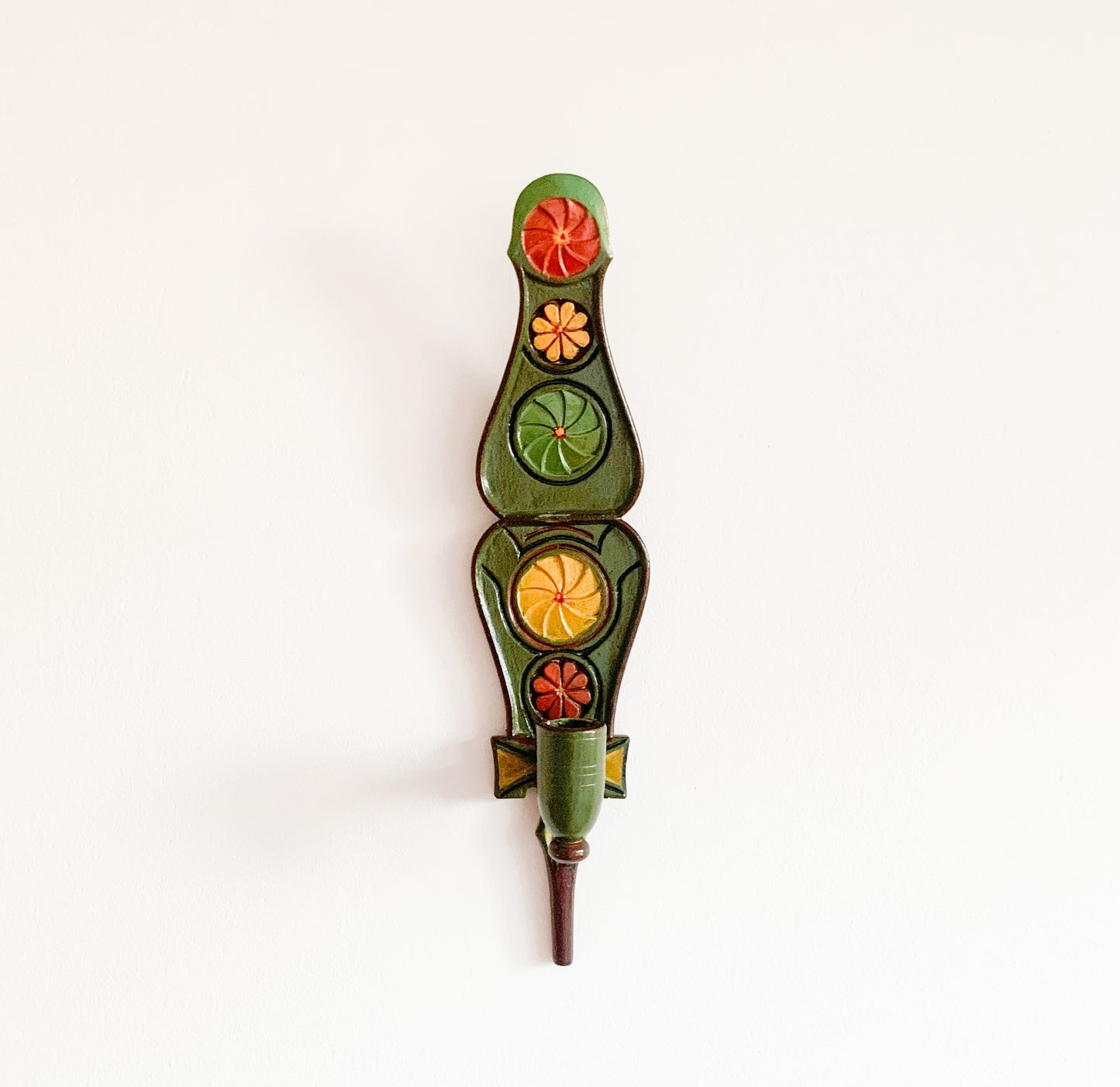 Pair of Vintage Nordic Folk Wall Candleholders