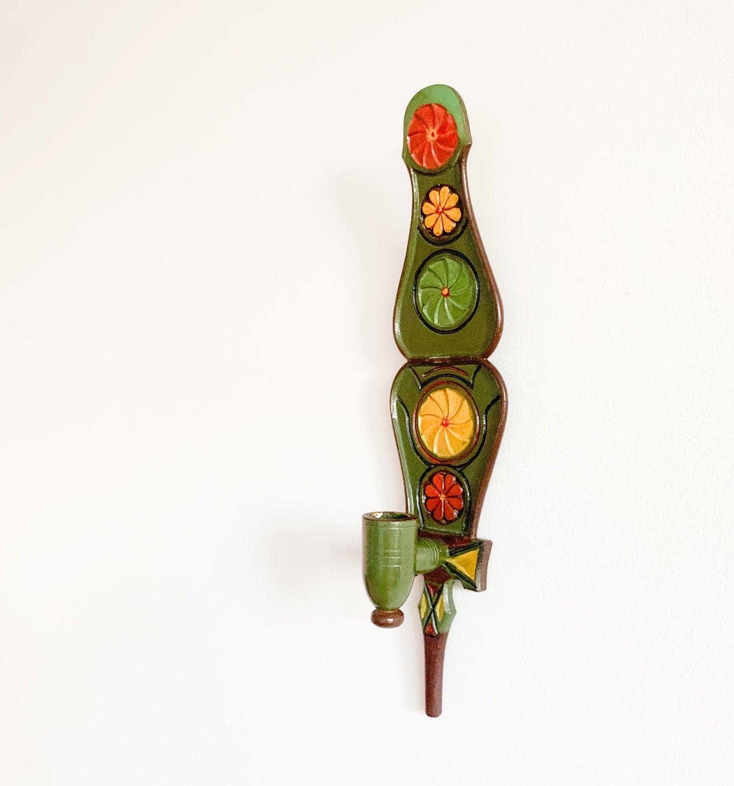 Pair of Vintage Nordic Folk Wall Candleholders