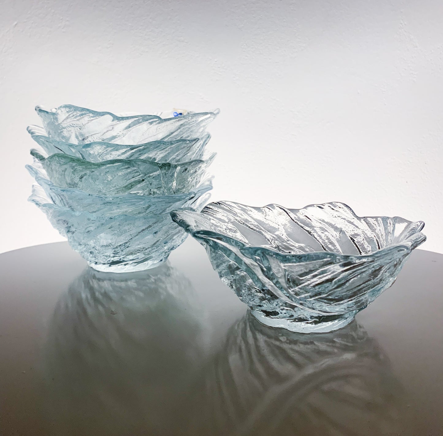Set of 6 Riihimäen Lasi Ultra dessert bowls by Pertti Kallioinen, 1970s