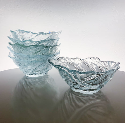 Set of 6 Riihimäen Lasi Ultra dessert bowls by Pertti Kallioinen, 1970s