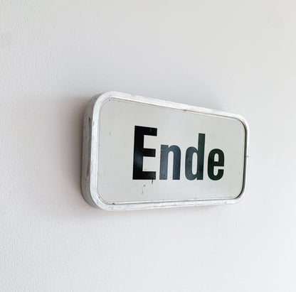 Vintage German “Ende” sign in Aluminium