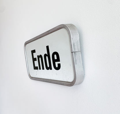 Vintage German “Ende” sign in Aluminium