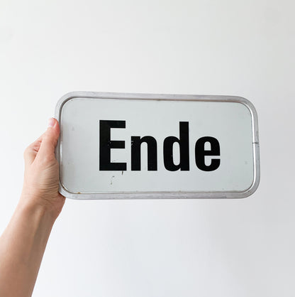 Vintage German “Ende” sign in Aluminium