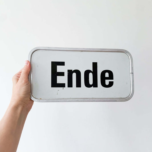 Vintage German “Ende” sign in Aluminium