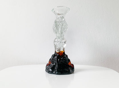 Signed designer vintage glass art candle holder