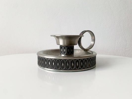 vintage tin Brutalist Viking style candle holder