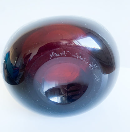 Pertti Santalahti Mars Art Glass Bottle Vase for Humppila, Signed