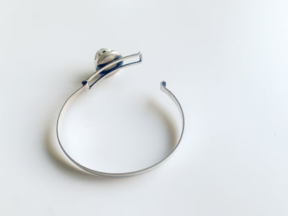 Midmod silver bracelet with jasper gemstone, designer Martti Viikinniemi, 1966 Finland