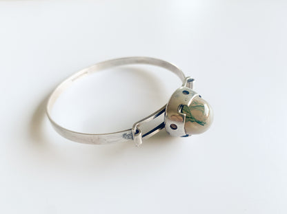 Midmod silver bracelet with jasper gemstone, designer Martti Viikinniemi, 1966 Finland