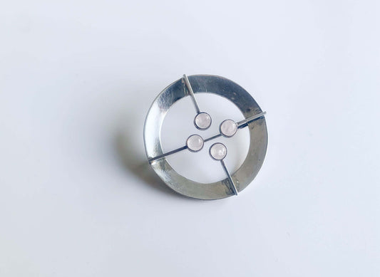 Salovaara, Silver Modernist Brooch 4 Quartzes, 1960s